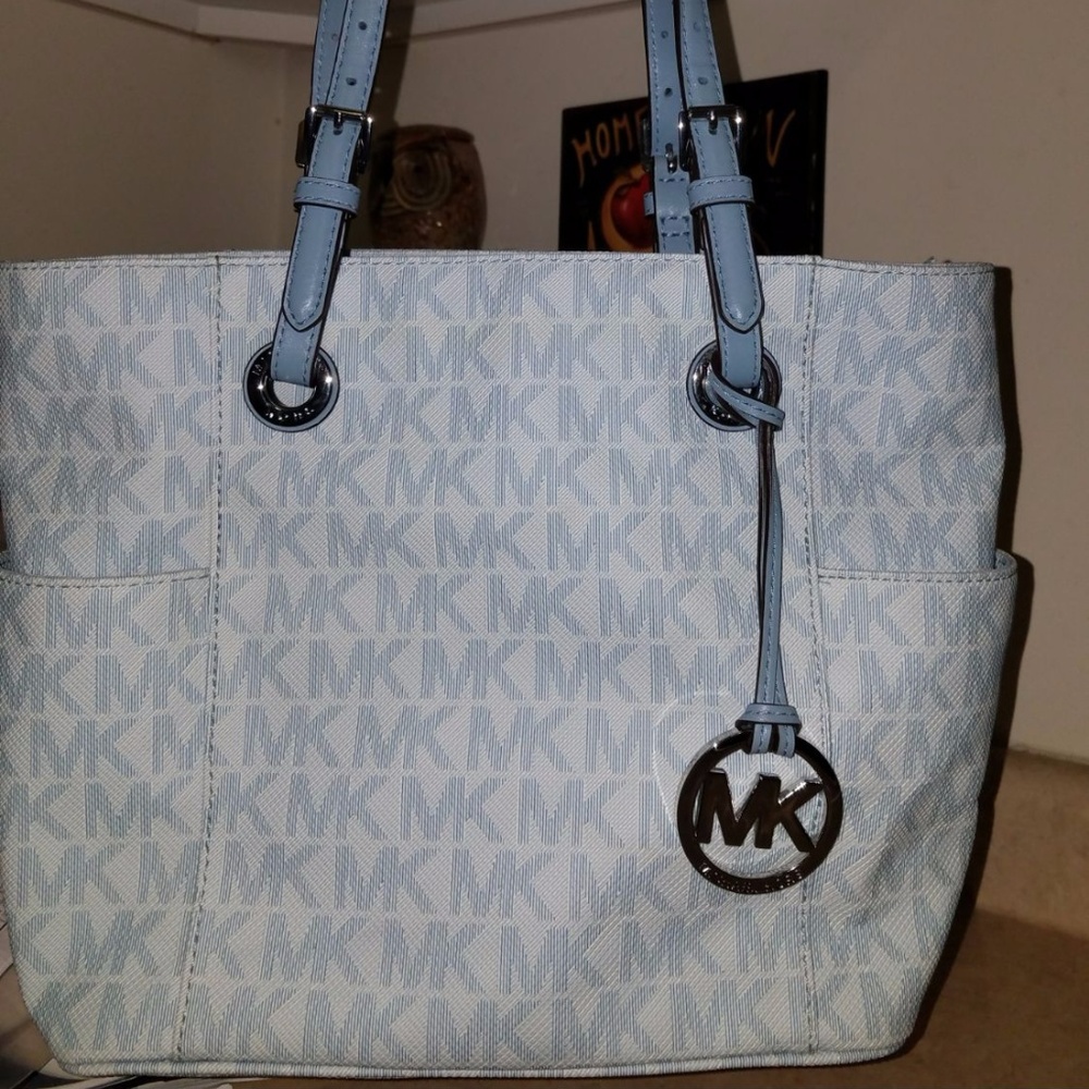 EUC 1 Use Rare Lmtd.Ed. Michael Kors Sky Blue Tote